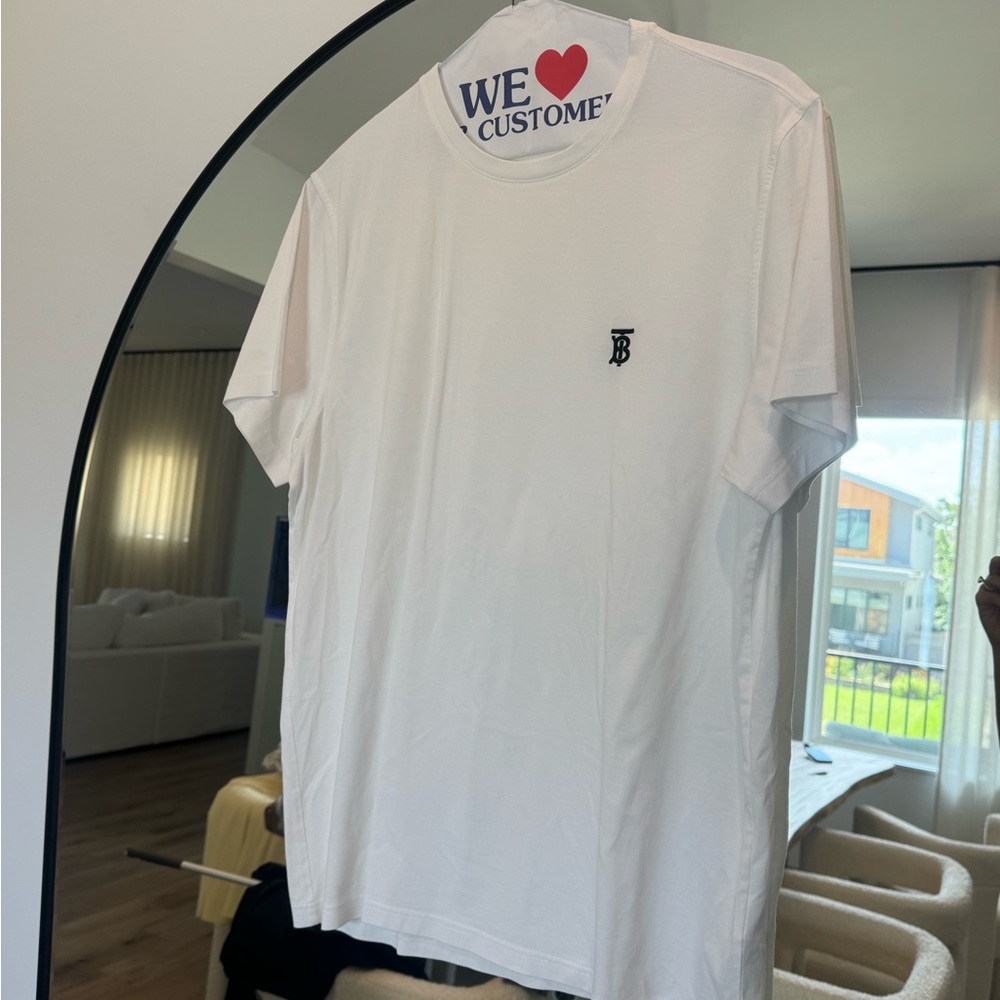 Burberry White Short Sleeve Tee Classic Style